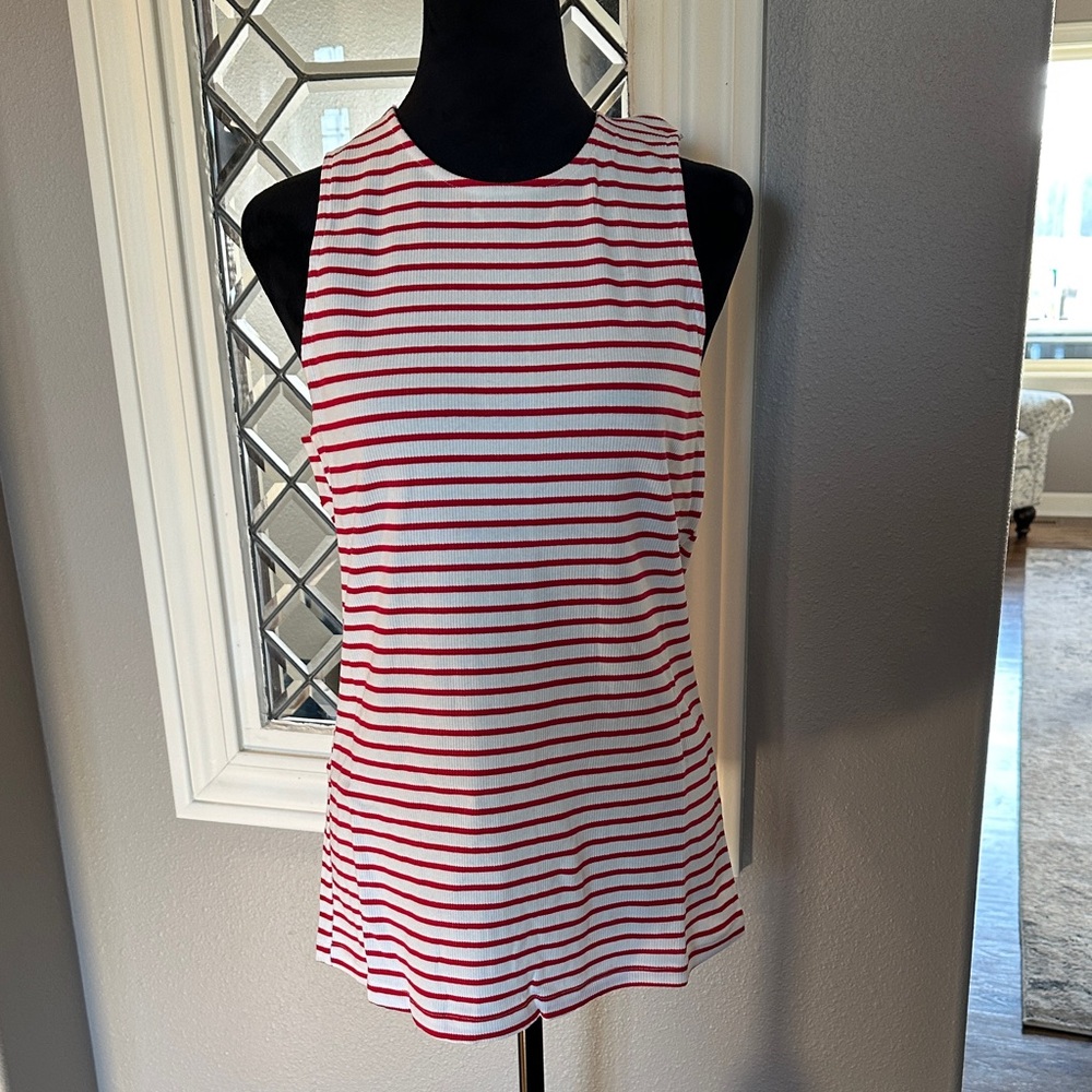 Doe & Rae Striped Tank Top in Red and White